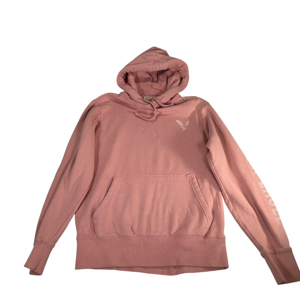 American Eagle Super Soft Pink Hoodie Graphic Sleeve Pullover Women's Small